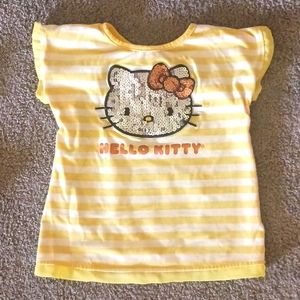 HELLO KITTY, BanrioGirls, Size 4, Yellow and White Shirt